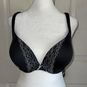 Cacique Black Embroidered Padded Underwire Bra